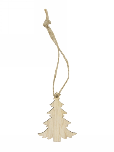 Houten Decoratie Tree Naturel Met koord 5x3.8cm 24stuks