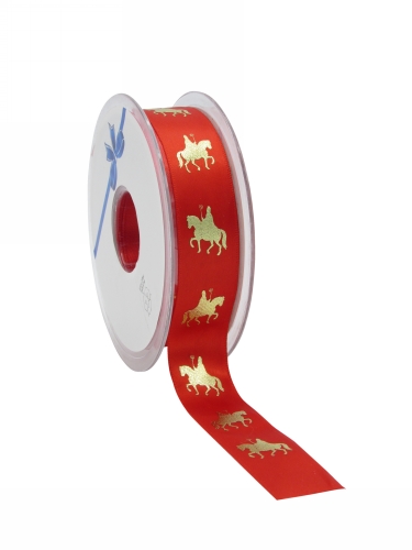 Luxe Satijnlint Sint op Paard Rood 23mm x 25meter