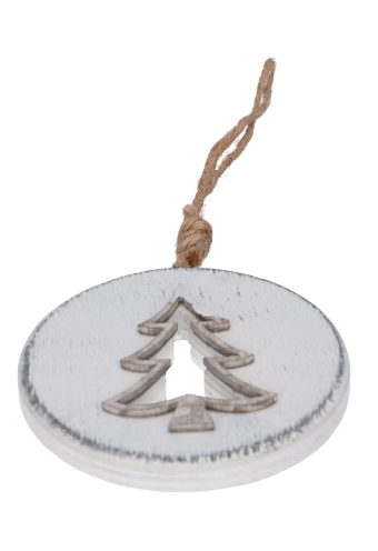 Decoratie Hanger Houten Tree & Koord 8cm 1stuks OP IS OP 