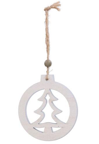 Decoratie Hanger Houten White Tree Koord 7cm 1stuks OP IS OP