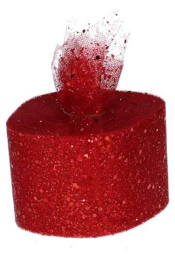 Tule Lint Rood Dots Metallic 70mm x 50 meter