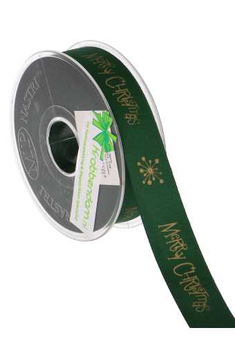 Kadolint Satijn Mat Merry Christmas Groen & Goud 25mm x 15meter