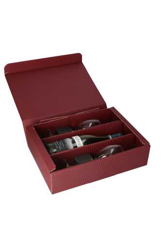 Wijndoos Modern Bordeaux 36x25x9cm 25st & 2x Glas Inlay Zwart 50stuks