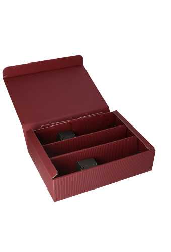 Wijndoos Modern Bordeaux 36x25x9cm 25st & 2x Glas Inlay Zwart 50stuks