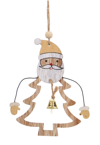 Decoratie Hanger Houten Kerstboom En Kerstman & Koord 1 stuks