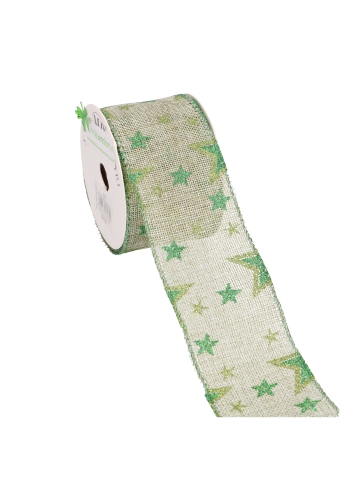 Luxe Lint Glitter Star Green Met IJzerdraad 63mm x 10 meter OP IS OP