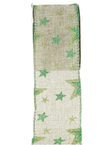 Luxe Lint Glitter Star Green Met IJzerdraad 63mm x 10 meter OP IS OP