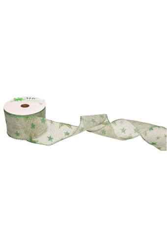 Luxe Lint Glitter Star Green Met IJzerdraad 63mm x 10 meter OP IS OP