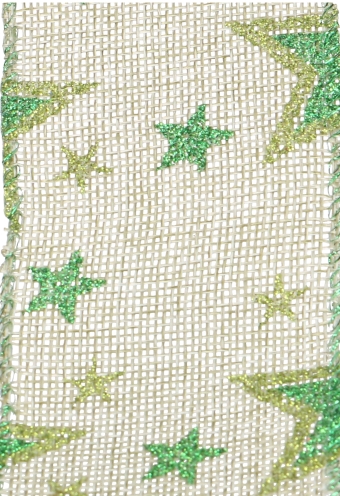 Luxe Lint Glitter Star Green Met IJzerdraad 63mm x 10 meter OP IS OP