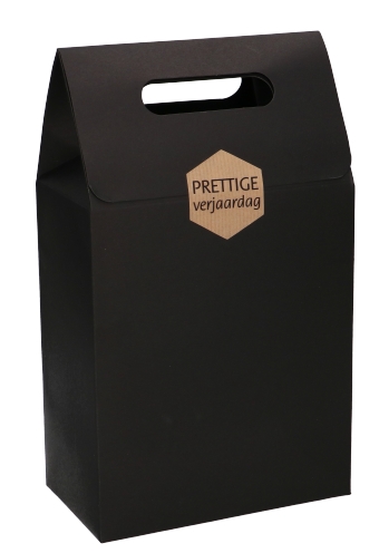 Kadodoos Flores Met Handgreep Hoog Model Zwart & Tape 16x9x26cm 10st