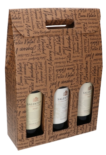 Luxe Wijndozen Vigo Zalig Kerstfeest voor 3 fles 27x9x38.5cm 30stuks