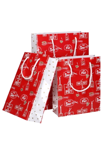 Luxe Sinttasjes Sint Hartelijke Groetjes 24x10x32cm Glossy 170gr 10st