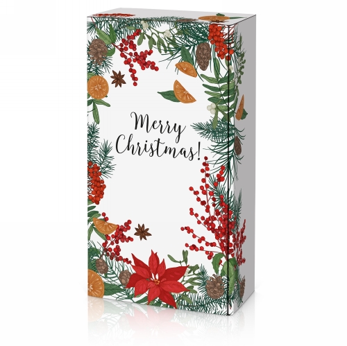 Wijndoos Merry Christmas 2 Fles 36x18x9cm 25stuks