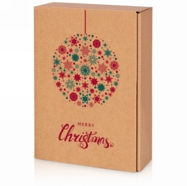 Wijndoos Merry Christmas Kraft 3 Fles 36x25x9cm 25stuks