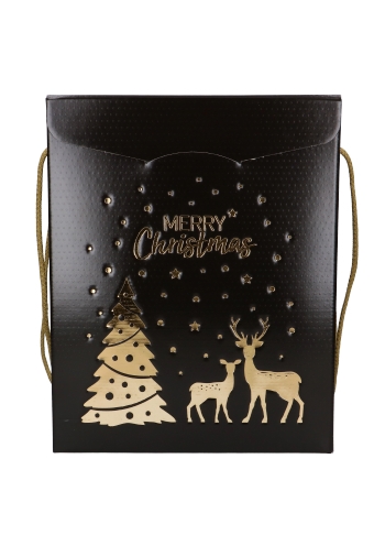 Geschenkdoos Merry Christmas Gold & Dark Brown Koord 28x20x35cm 20st