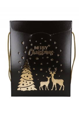 Geschenkdoos Merry Christmas Gold & Dark Brown Koord 28x20x35cm 20st