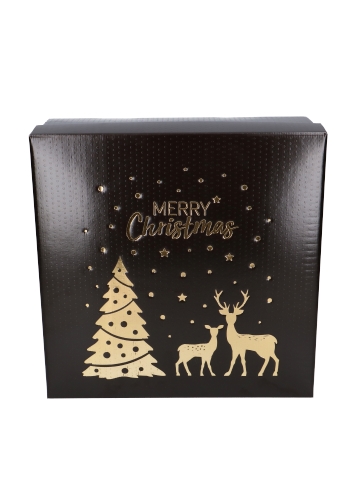 Geschenkdoos Merry Christmas Gold & Dark Brown 30x30x12cm 20stuks