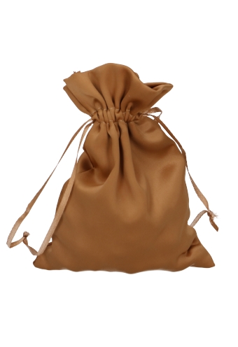 Luxe Satijn Zakjes Mat Donker Goud Met Koord Medium 12x17cm 10stuks