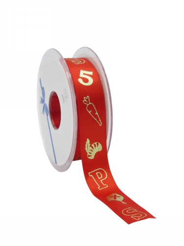 Luxe Satijnlint Sint 5 december Rood 23mm x 25meter