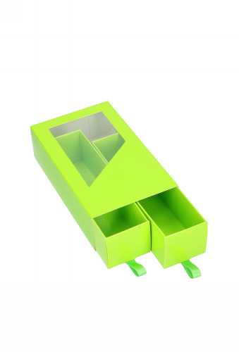 Macarondoosjes 2 Ladeboxje Groen Glans 15.5x8.6x4.5cm 10stuks