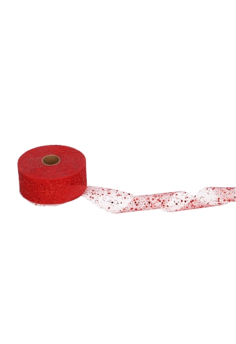 Tule Lint Rood Dots Metallic 40mm x 50 meter