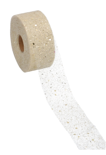 Tule Lint Goud Dots Metallic 40mm x 50 meter