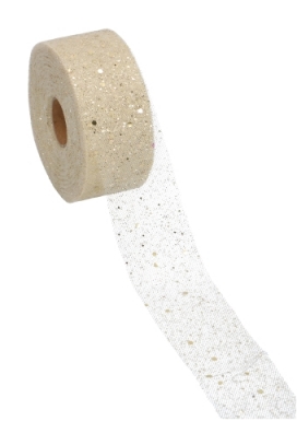 Tule Lint Goud Dots Metallic 40mm x 50 meter