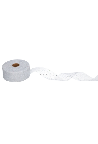 Tule Lint Zilver Dots Metallic 40mm x 50 meter