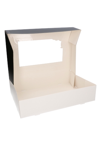 Cateringdoos Pico Black & Venster 36x25x8cm 100stuks op is op Cateringdoos Pico Black & Venster 36x25x8cm 100stuks op is op