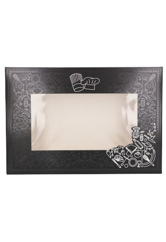 Cateringdoos Pico Black & Venster 36x25x8cm 100stuks op is op Cateringdoos Pico Black & Venster 36x25x8cm 100stuks op is op