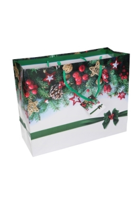 Kersttasjes Groot Victoria Christmas Guirlande 32x12.5x27cm 12stuks