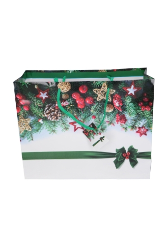 Kersttasjes Groot Victoria Christmas Guirlande 32x12.5x27cm 12stuks