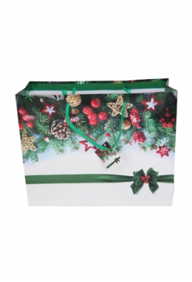 Kersttasjes Groot Victoria Christmas Guirlande 32x12.5x27cm 12stuks