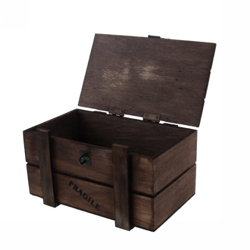 Geschenkverpakking Houten Kistje Fragile Bruin 19x11.5x11cm 8st