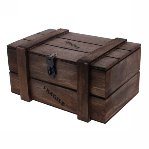 Geschenkverpakking Houten Kistje Fragile Bruin 21x13x11cm 8st