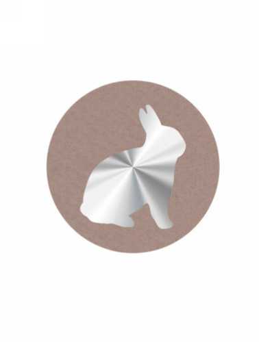 Etiketten Pasen Haasje Zilver 3.5cm 500stuks op is op