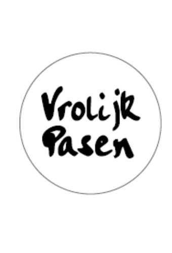 Etiketten Zwart Vrolijk Pasen Wit 3.9x3.9cm 500stuks