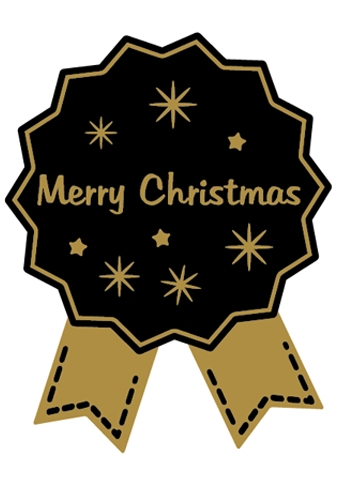 Etiketten Cadeauzegel Kerst Merry Christmas Black & Gold 4x5cm 500st