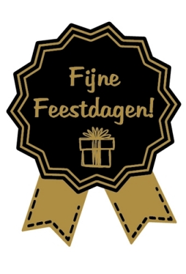 Etiketten Cadeauzegel Kerst Fijne Feestdagen Black & Gold 4x5cm 500st Etiketten Cadeauzegel Kerst Fijne Feestdagen Black & Gold 4x5cm 500st