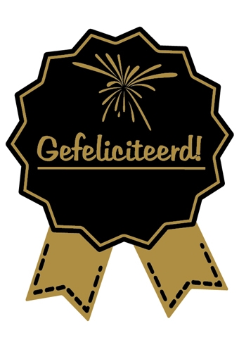 Etiketten Cadeauzegel Gefeliciteerd Black & Gold 4x5cm 500stuks