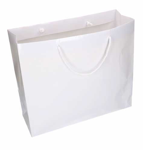 Kadotasjes Rome Uni Wit Glanzend Met Koord 41x14x36cm 10stuks