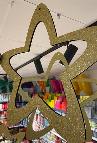 Decoratie Mobiel Stars Gold Etalage van klein naar groot 5stuks