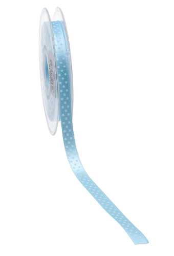 Cadeaulint Satijn Dots Licht Blauw 10mm x 20 meter