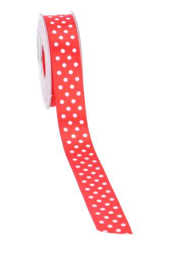 Cadeaulint Satijn Dots Rood 25mm x 20 meter