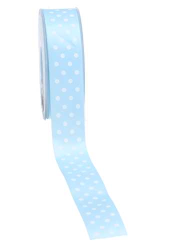 Cadeaulint Satijn Dots Licht Blauw 25mm x 20 meter