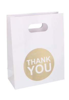 Geschenktasjes Met Handgreep Mocona Thank You Wit 19x9x24.5cm 12stuks