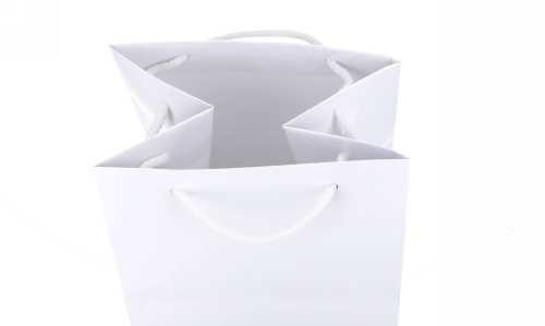 Kadotasjes Rome Uni Wit Glanzend Met Koord 25x25x25cm Extra Diep 10st