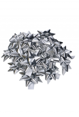 Strikje Bows R65mm 14mm Lint Metallic Zilver Met Plakker 100stuks