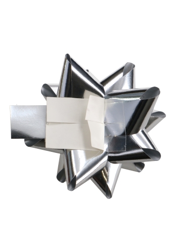 Strikje Bows R90mm 20mm Lint Metallic Zilver Met Plakker 70stuks