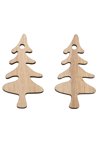 Houten Decoratie Naturel Tree Met Ophang Gaatje 7x3.5cm 100stuks